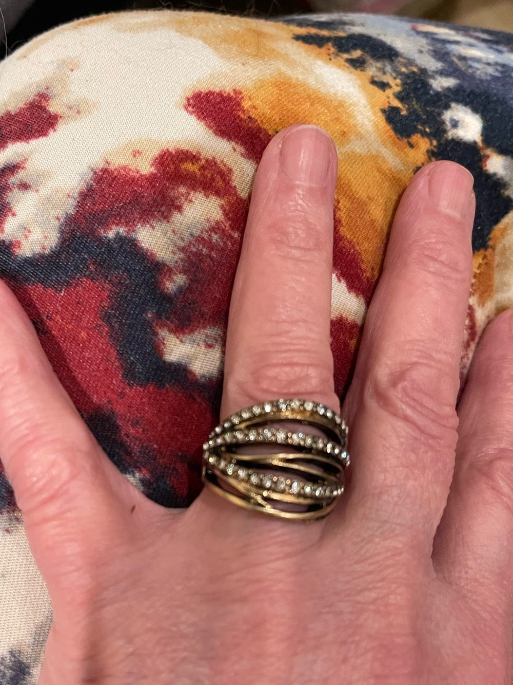 Gold Multi-Band Crystal Ring - Women Jewelry